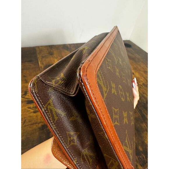 Louis‎ Vuitton Vintage Bag Pochette Dame Clutch Brown Monogram - Picture 15 of 16